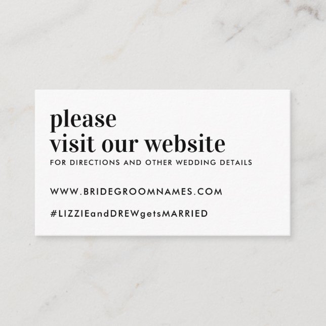 Elegant Modern Typography Simple Wedding Website Enclosure Card (Front)