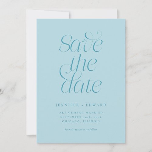 Elegant Modern Typography Turquoise Wedding Save The Date