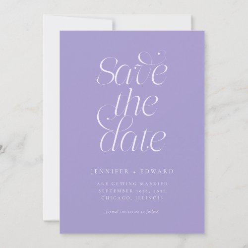 Elegant Modern Typography Violet Wedding Save The Date