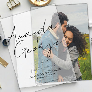 Elegant Modern Typography Wedding Save the Date Vellum Invitations