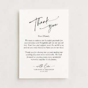 Elegant, modern typography wedding thank you  card