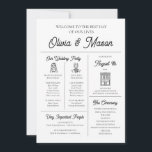 Elegant Modern Unique Infographic Wedding Program<br><div class="desc">Make a statement with our Elegant Modern Unique Infographic Wedding Program, combining sleek design with intuitive infographics for a contemporary touch. This program provides a visually appealing way for guests to follow your wedding events. With fully customizable text and colors, it allows you to tailor the program to fit your...</div>