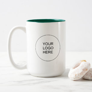 Elegant Modern Upload Business Logo Green White Two-Tone Coffee Mug