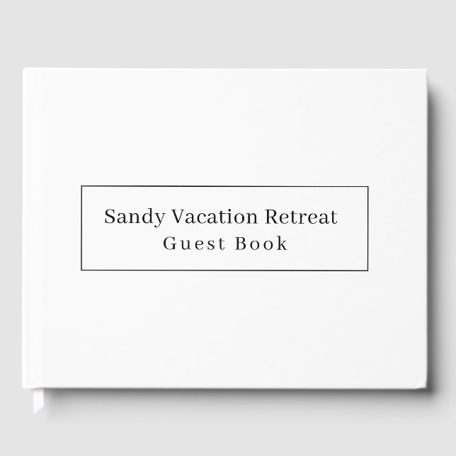 Elegant Modern Vacation Rental Guest Book | White (Front)