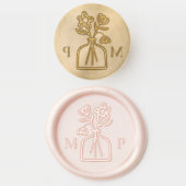 Elegant Modern Vase & Flower Monogram Wedding Wax Seal Stamp (Stamped)