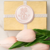 Elegant Modern Vase & Flower Monogram Wedding Wax Seal Sticker (Front)