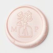 Elegant Modern Vase & Flower Monogram Wedding Wax Seal Sticker (Front)