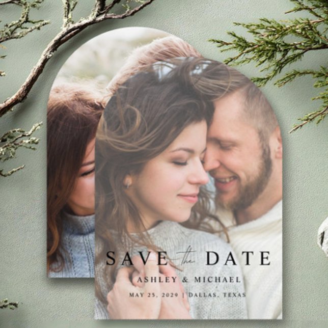 Elegant Modern Vellum Overlay 2 Photo Wedding Save The Date (Creator Uploaded)