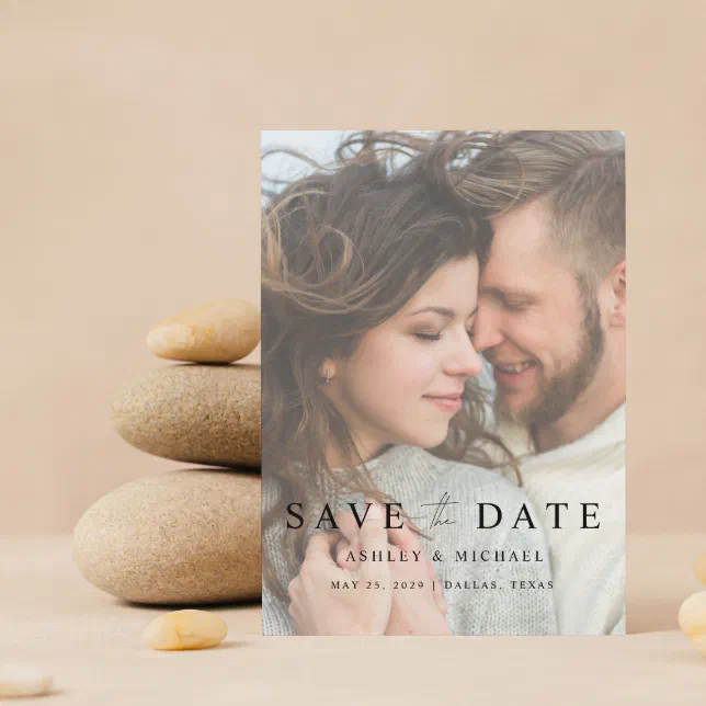 Elegant Modern Vellum Overlay 2 Photo Wedding Save The Date | Zazzle