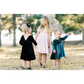 Elegant Modern Velvet Girls Twirl Dress (Front)
