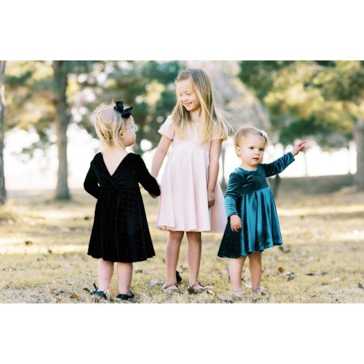 Elegant Modern Velvet Girls Twirl Dress (Front)