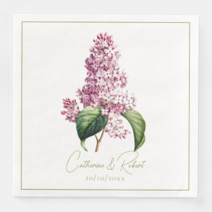 Elegant Modern Vintage Botanical Lilac  Paper Dinner Napkins