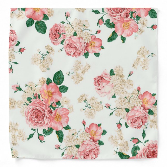 Elegant Modern Vintage Flower Bandana (Front)