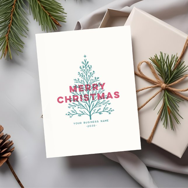 Elegant Modern Vintage Merry Christmas Tree Holiday Card (Creator Uploaded)