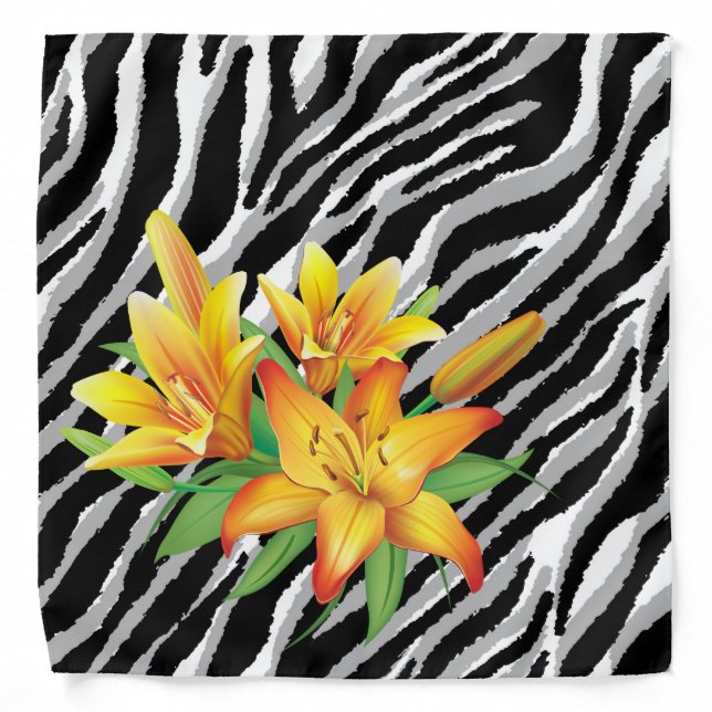 Elegant Modern Vintage Tigar Flower Bandana (Front)