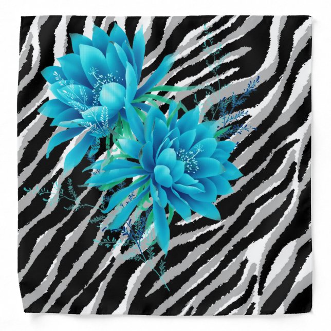 Elegant Modern Vintage Tigar Flower Bandana (Front)