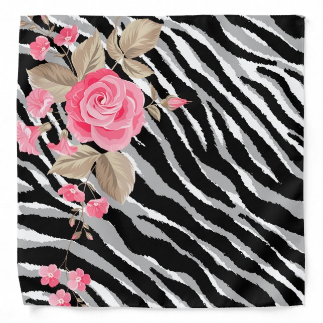 Elegant Modern Vintage Tigar Flower Bandana (Front)
