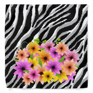Elegant Modern Vintage Tigar Flower Bandana