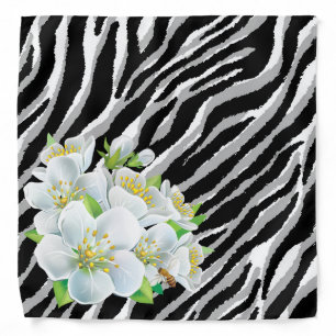 Elegant Modern Vintage Tigar Flower Bandana