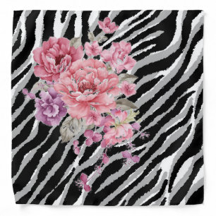 Elegant Modern Vintage Tigar Flower Bandana