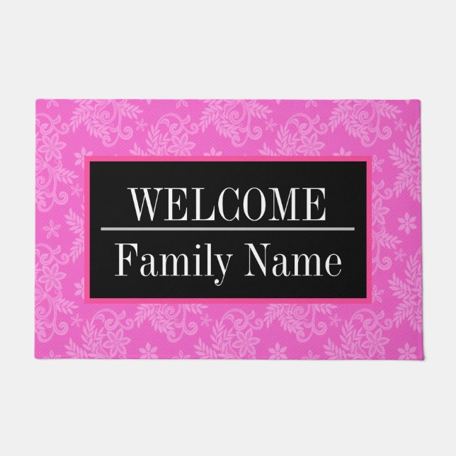 Elegant Modern Vintage Trendy Floral Doormat (Front)