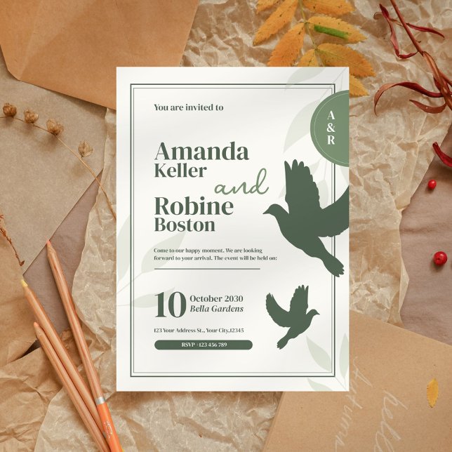 Elegant Modern Vintage Wedding Invitation (Creator Uploaded)