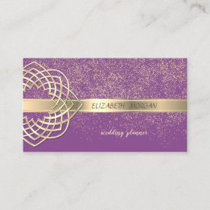 Elegant Modern Violet Gold Confetti Business Card