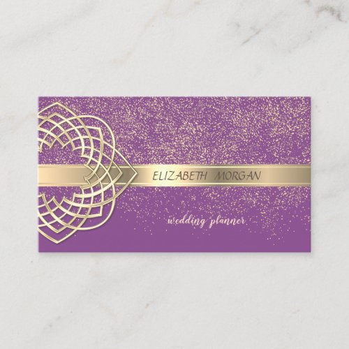 Elegant Modern Violet Gold Confetti Business Card