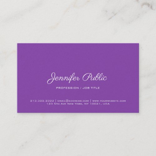 Elegant Modern Violet Premium Pearl Finish Luxe Business Card