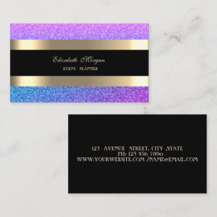 Elegant Modern,Violet Striped Glitter Business Card