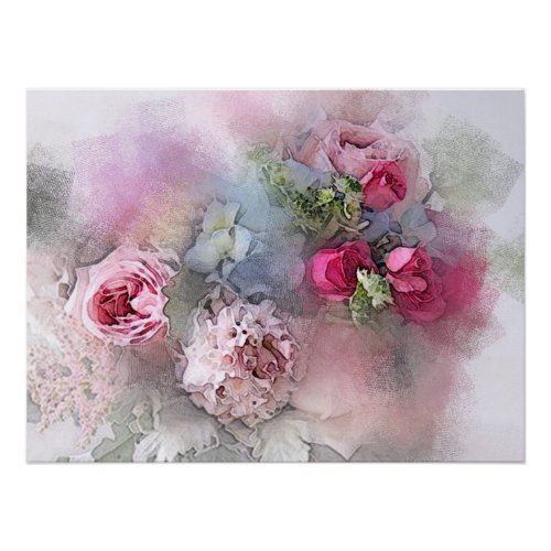 Elegant Modern Watercolor Art Roses Flowers Poster