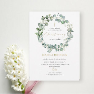 Elegant Modern Watercolor Baptism Invitation