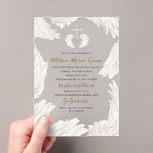 Elegant Modern Watercolor Beige Wings AnInvitation Acrylic Invitations