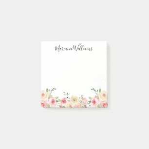 elegant modern watercolor blush pink floral post-it notes