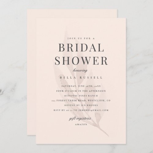 Elegant Modern Watercolor Branch Bridal Shower Invitation