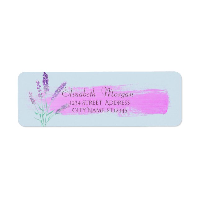 Elegant Modern Watercolor Brush Stroke,Lavander Label (Front)