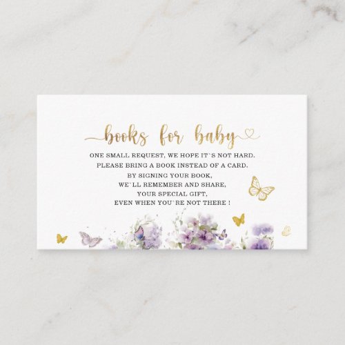 Elegant Modern Watercolor butterfly isses baby sho Enclosure Card