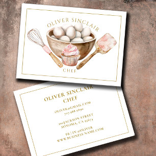 Elegant Modern Watercolor Chef Caterer Baker Business Card
