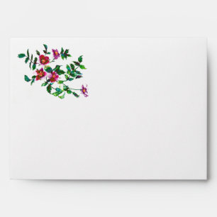 Elegant modern watercolor dark pink wildflowers envelope