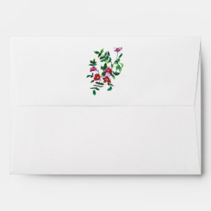 Elegant modern watercolor dark pink wildflowers envelope
