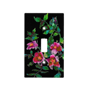 Elegant modern watercolor dark pink wildflowers light switch cover
