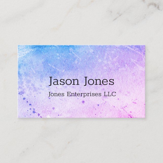 elegant modern watercolor design blue and purple business card (Front)