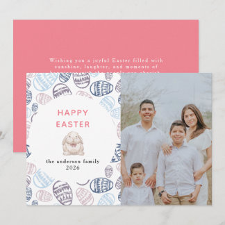 Elegant Modern Watercolor Eggs Happy Easter Photo Holiday Card