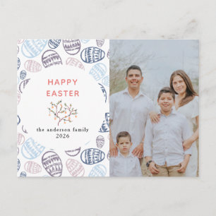 Elegant Modern Watercolor Eggs Happy Easter Photo Holiday Postcard