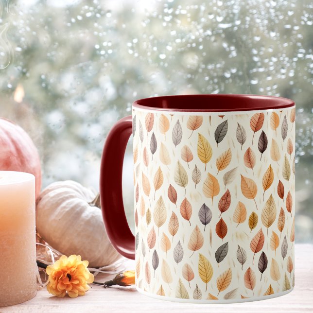 Elegant Modern Watercolor Fall Leaves Coffee Mug (Creator Uploaded)