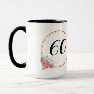 Elegant & Modern Watercolor Floral 60th Birthday Mug