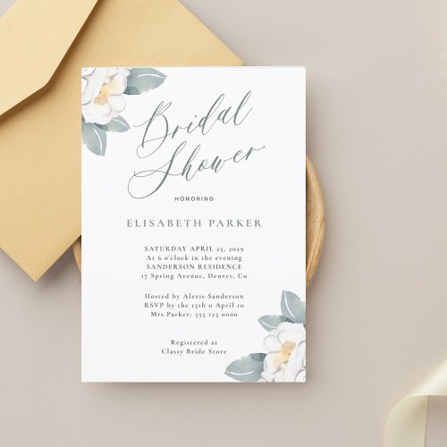 Elegant modern watercolor floral bridal shower invitation