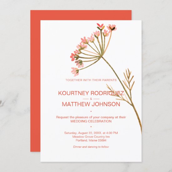 Elegant Modern Watercolor Flower Wedding Invitation