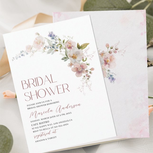 Elegant Modern  Watercolor Flowers Bridal Shower Invitation (Creator Uploaded)