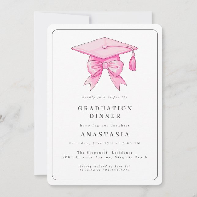 Elegant Modern Watercolor Graduation Brunch  Invitation (Front)